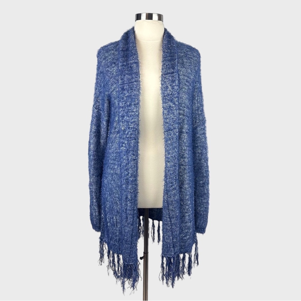 Xhilaration Fuzzy Open Front Fringe Hem Cardigan Sweater